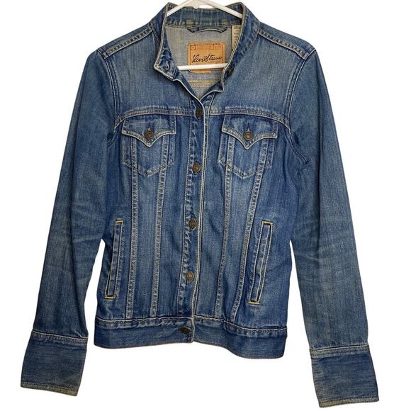 Vintage Levi Strauss Signature Medium Wash Denim Jacket Junior's Size Sm 3/5 - Picture 1 of 6